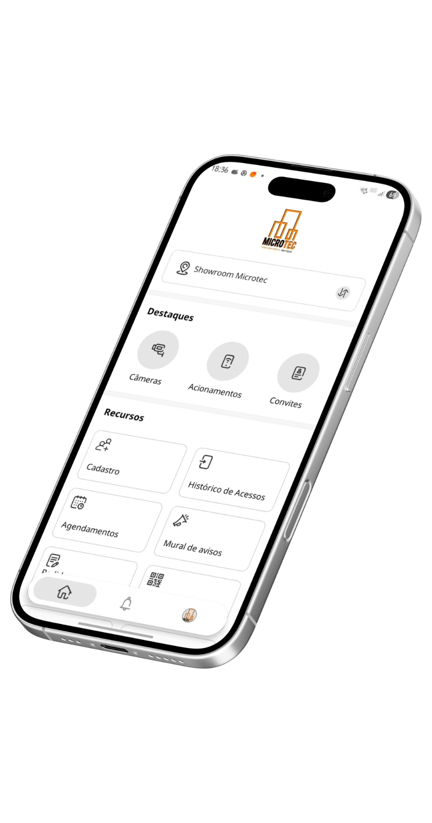 App Microtec — tela do aplicativo para condomínio